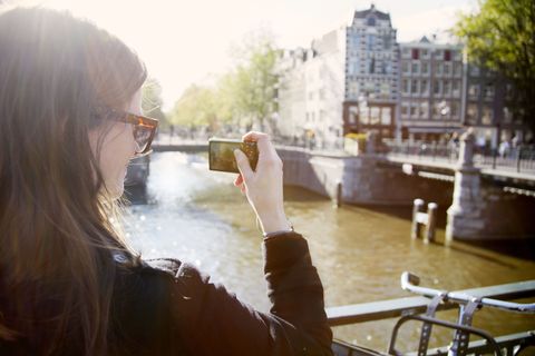 woman tourist in Amsterdam
