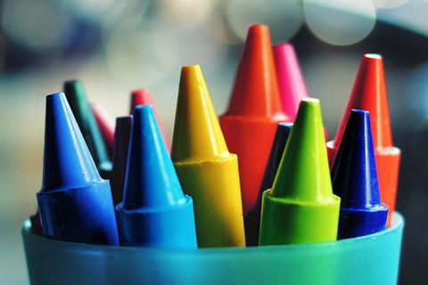 colorful cup of crayons
