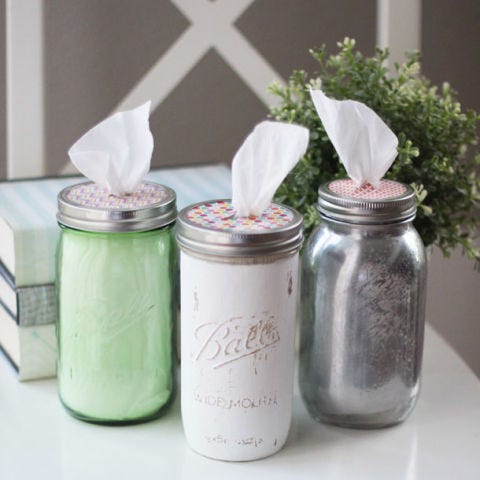 Mason Jar Crafts - Tissue Holder Mason Jar Crafts - Tissue Holder