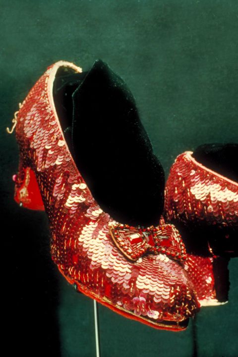 ed ruby shoes worn by Judy Garland as Dorothy in 'The Wizard of Oz' on display at Smithsonian Museum.