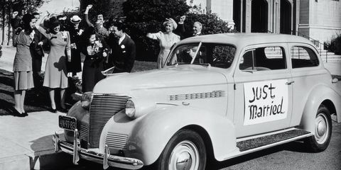 wedding honeymoon car vintage