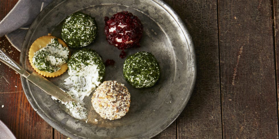 trio of cheese balls on a plate