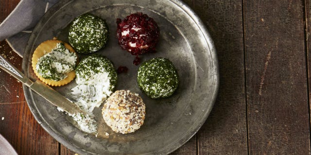 trio of cheese balls on a plate