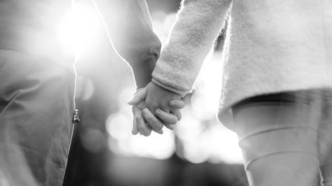 Couple Holding Hands in Black and White