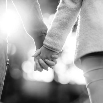 Couple Holding Hands in Black and White