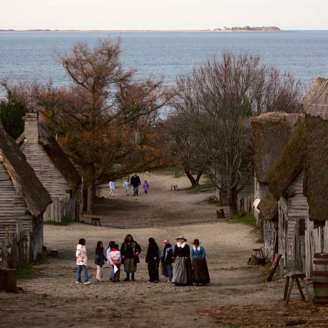 people walking in plymouth massachusetts