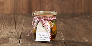 fennel roasted olives in a jar