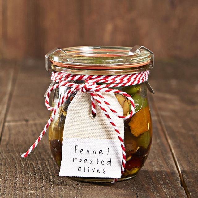 fennel roasted olives in a jar
