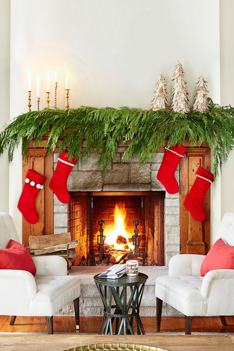 holiday fireplace christmas decoration ideas