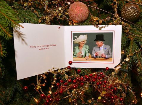DECEMBER 18: The Christmas card of Prince Charles, Prince of Wales and Camilla, Duchess of Cornwall featuring a photograph of The Prince of Wales and The Duchess of Cornwall on the second day of Royal Ascot on June 19, 2013 taken by Stephen Lock / i-Images is seen on December 18, 2013 in London, England. Their Royal Highnesses are viewing horses in the parade ring from the Royal Box.