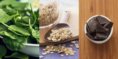 Foods With Iron (leafy greens, oats, dark chocolate)