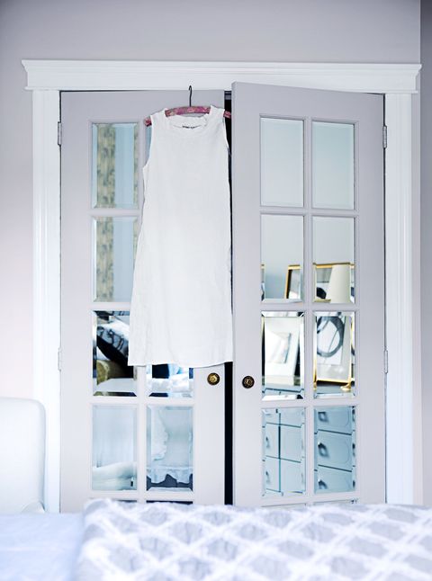 <p>Dress up French doors by gluing on precut mirrors (found at craft and hardware stores), as seen in this Montreal apartment designed by <a href="http://nicolamarc.com/www.nicolamarc.com/home.html" target="_blank">Nicola Marc</a>. Finish with a fresh coat of paint.
</p><p><strong><em>You'll Need:</em></strong><br><strong>Mirrors</strong> ($3 each, <a href="http://JamaliGarden.com" target="_blank">JamaliGarden.com</a>)<br><strong>Paint</strong> (Vanity, <a href="http://Behr.com" target="_blank">Behr.com</a>)<br><strong>Gorilla Glue</strong> ($7, <a href="http://HomeDepot.com" target="_blank">HomeDepot.com</a>)</p><p><em>This story originally appeared in the February 2016 issue of Good Housekeeping.</em><br></p>