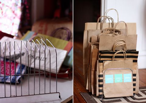 <p>The key to repurposing these bags is keeping them wrinkle-free — and when they're thrown into a pile in the back of your closet that's not very likely. Use a file organizer to keep them upright instead.<br></p><p><a href="http://www.auntpeaches.com/2012/10/thrift-store-calling-paper-sorters-gone.html" target="_blank"><em>See more at Aunt Peaches »</em></a>
</p>