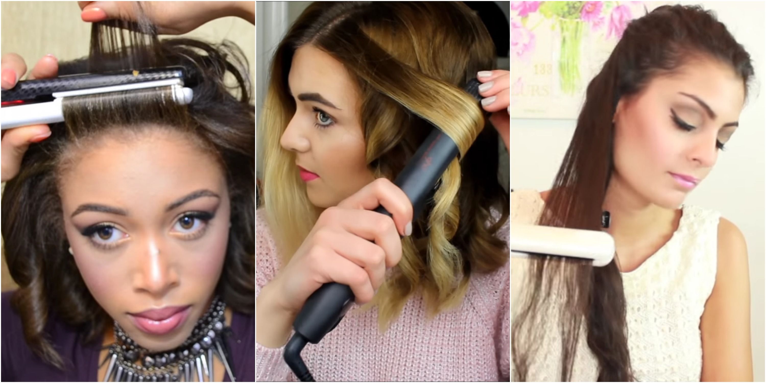 Curling long hair with flat clearance iron