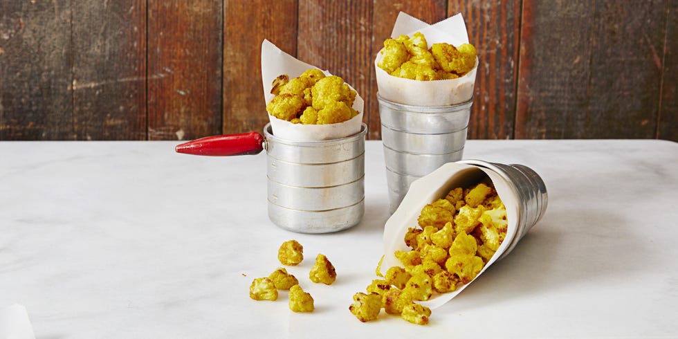 cauliflower popcorn in metal containers