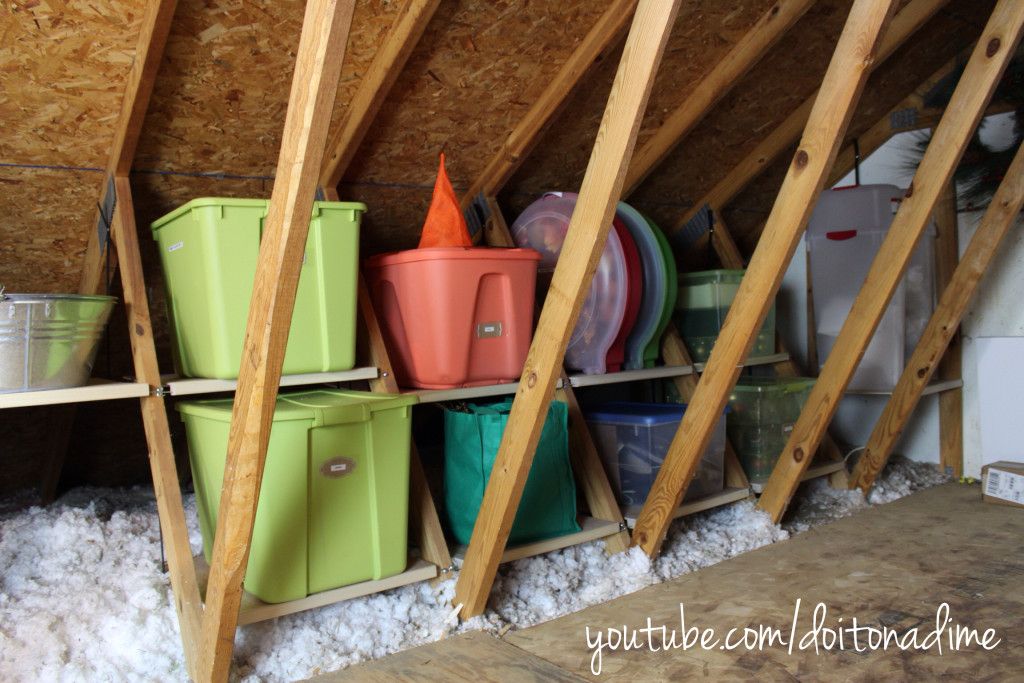 12 Unfinished Attic Storage Ideas How, Building Shelves In Attic Rafters