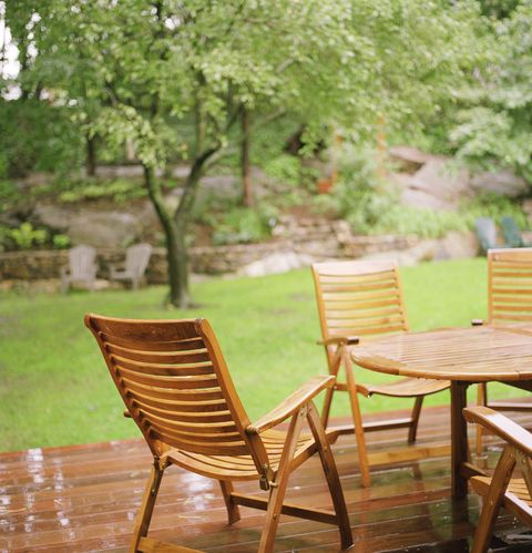 <p>With spring almost here, it's time to get your <a href="http://www.goodhousekeeping.com/home/cleaning/g2550/best-cleaning-tips/?slide=19" target="_blank">outdoor furniture ready</a> for use. To do this, add a squirt of dish detergent to a bowl of warm water, then wipe down tables and chairs. Finish it all off with a spray of water from the garden hose.</p>