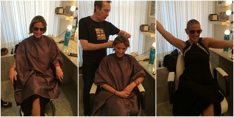 Denise Albert shaving head cancer chemotherapy