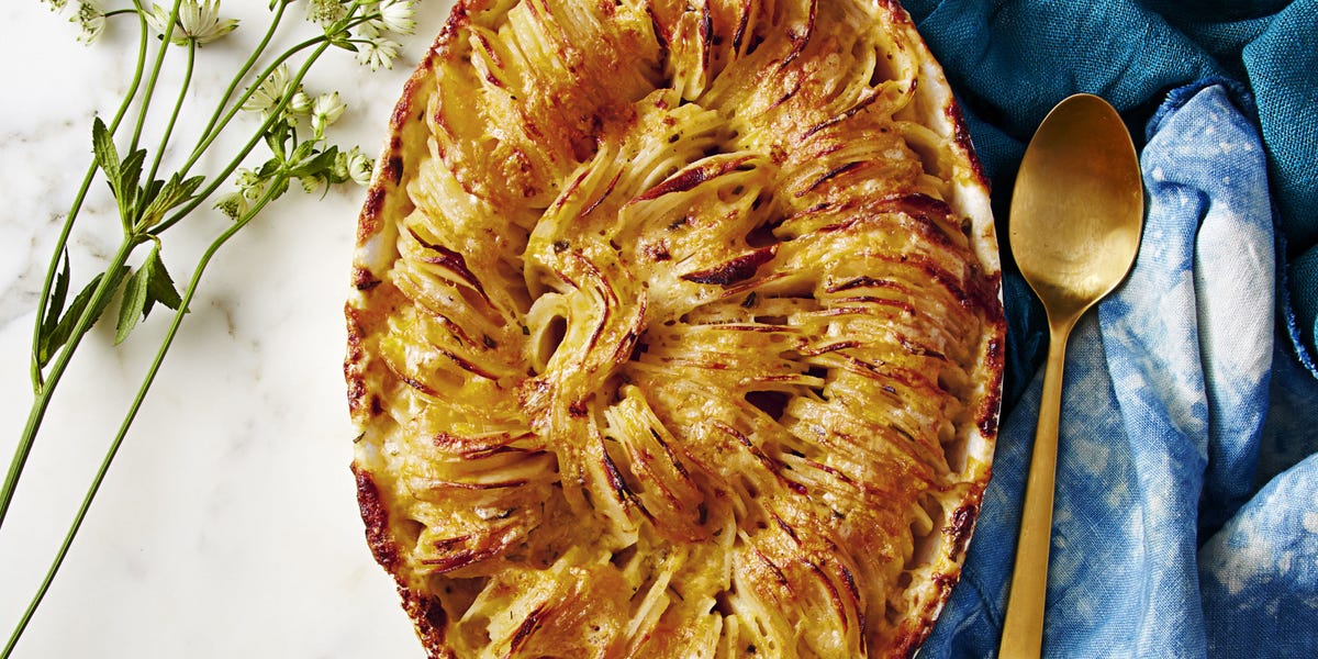 Scalloped Hasselback Potatoes With Cheddar Recipe - Good Housekeeping