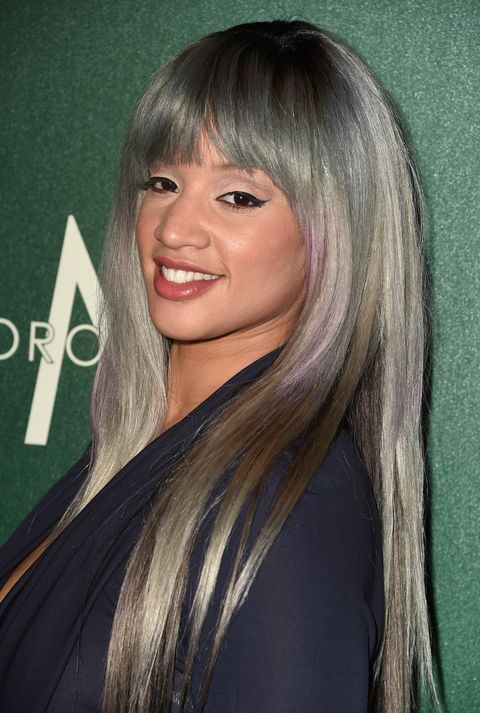 <p>Get in on the <a href="http://www.goodhousekeeping.com/beauty/hair/news/g3297/blunt-bangs-trend/" target="_blank">blunt bangs trend</a> <em>and</em> the silver hair trend simultaneously with this fresh look.</p>