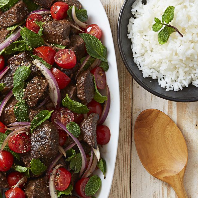 Soy-Braised Beef & Tomato-Mint Salad April 2016