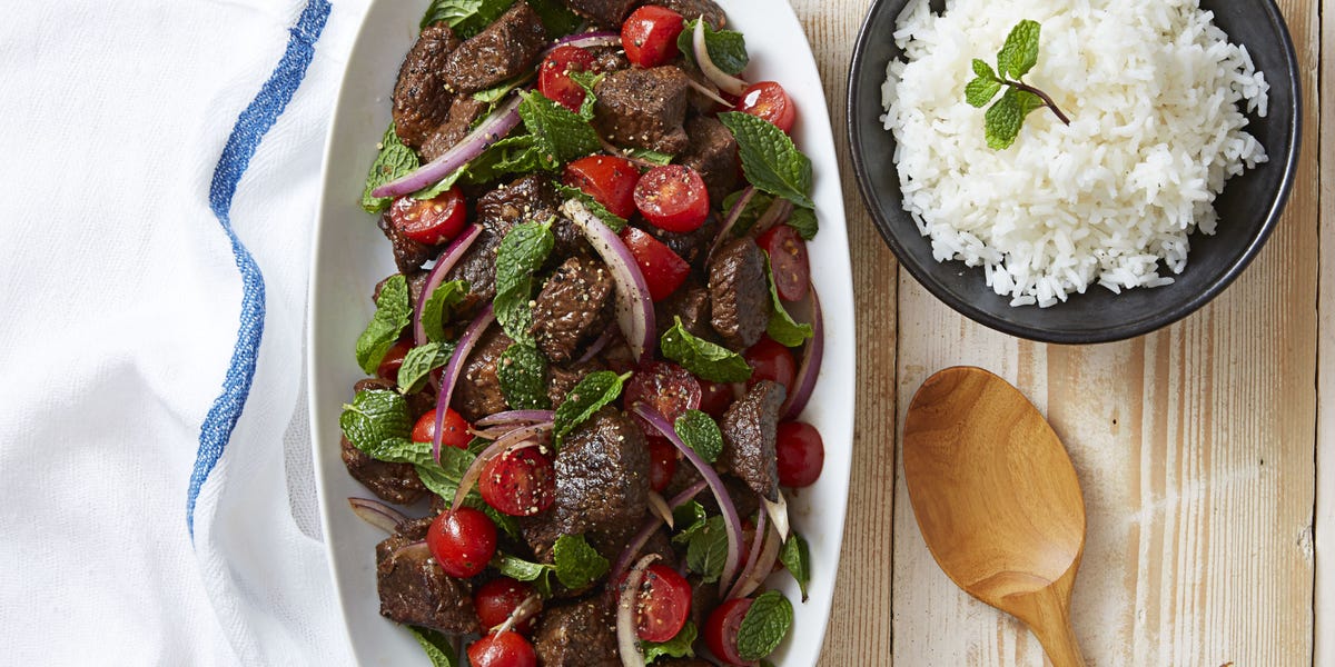 Soy-Braised Beef & Tomato-Mint Salad Recipe - Good Housekeeping Salad Recipes