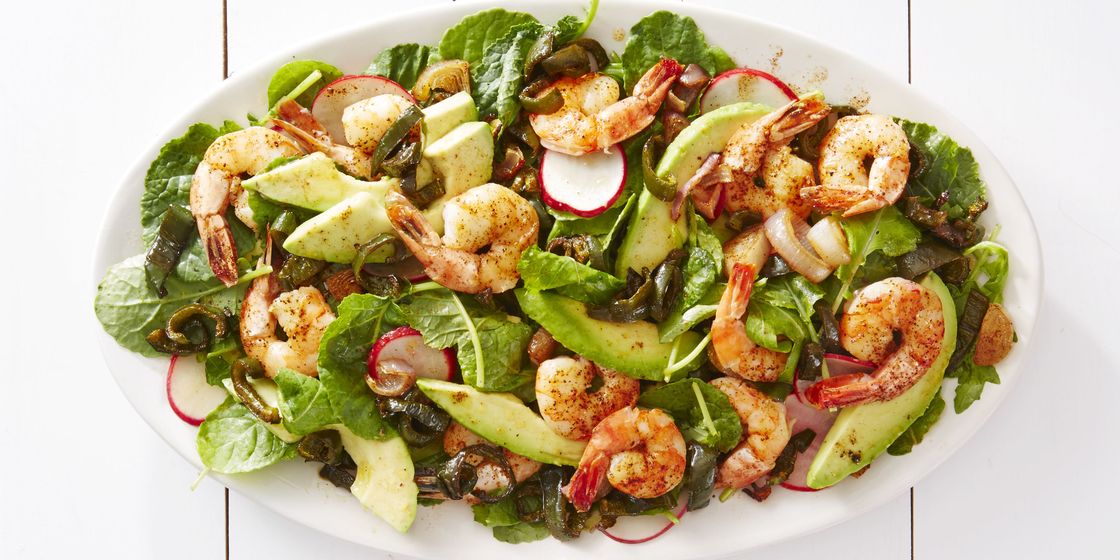 Roasted Shrimp & Poblano Salad Recipe - Good Housekeeping Shrimp Salad ...