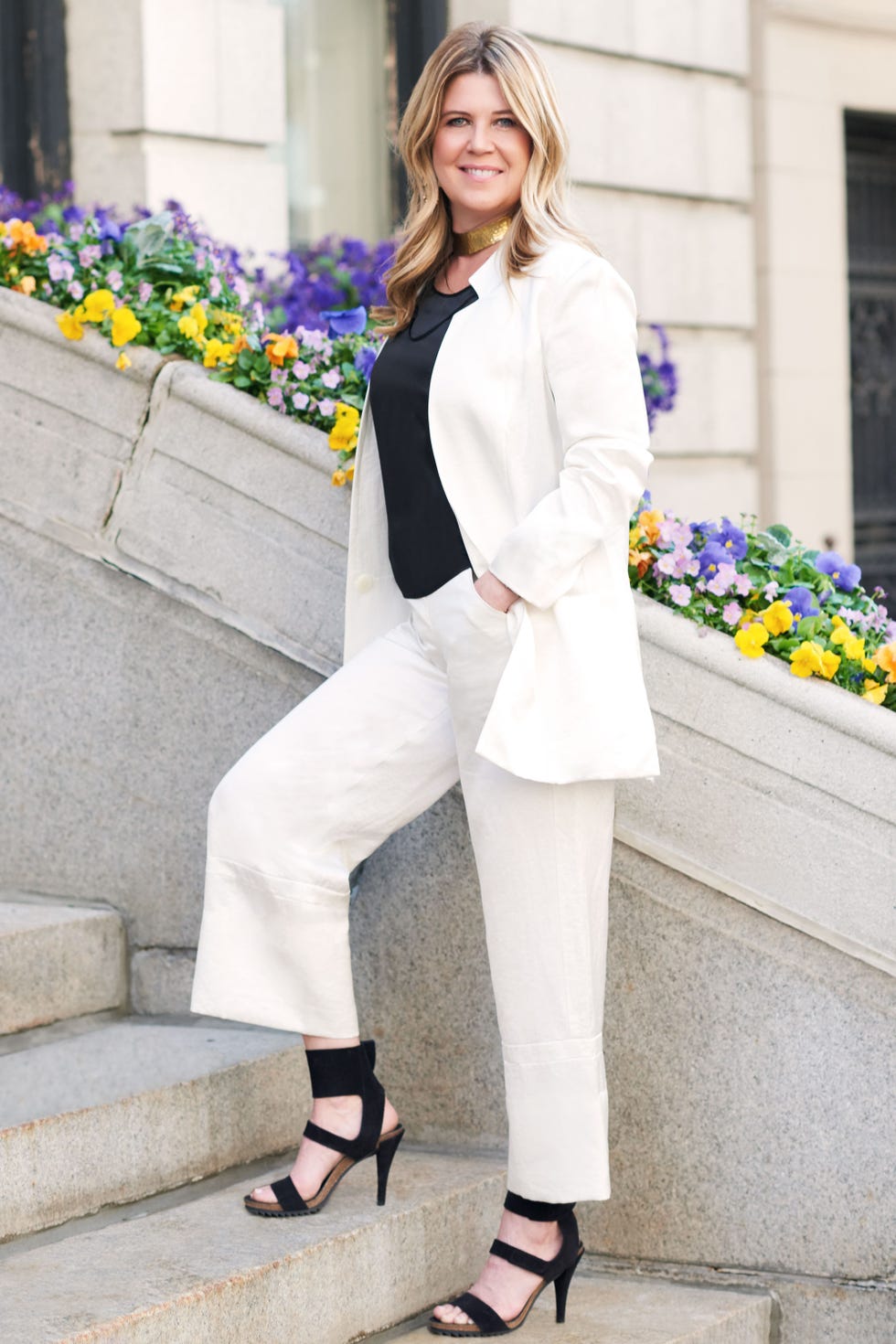 Clothing, Footwear, Sleeve, Shoe, Collar, Outerwear, White, Style, Sandal, Street fashion, 