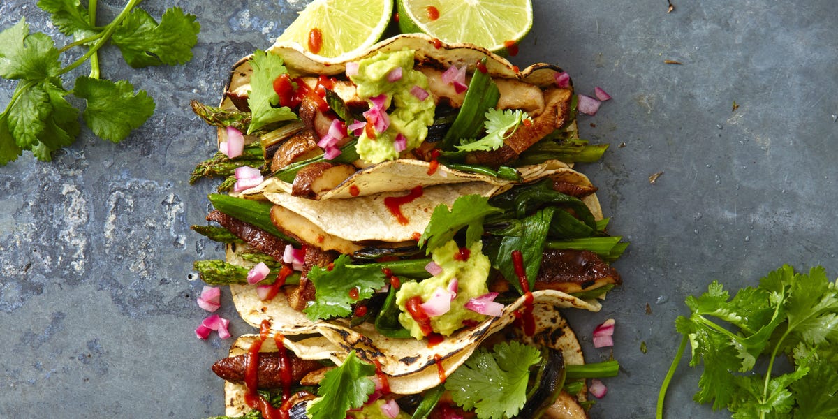 Grilled Asparagus and Shiitake Tacos Recipe - GoodHousekeeping.com