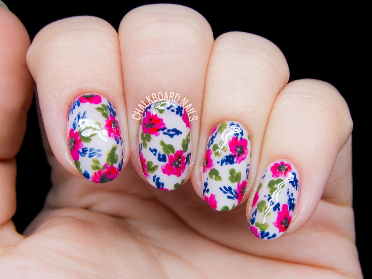 DIY Teal Floral Gel Polish Nail Art! | Creative Nails