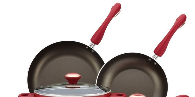 Paula Deen 21994 Signature Dishwasher Safe Nonstick Cookware Pots and Pans  Set, 11 Piece, Red