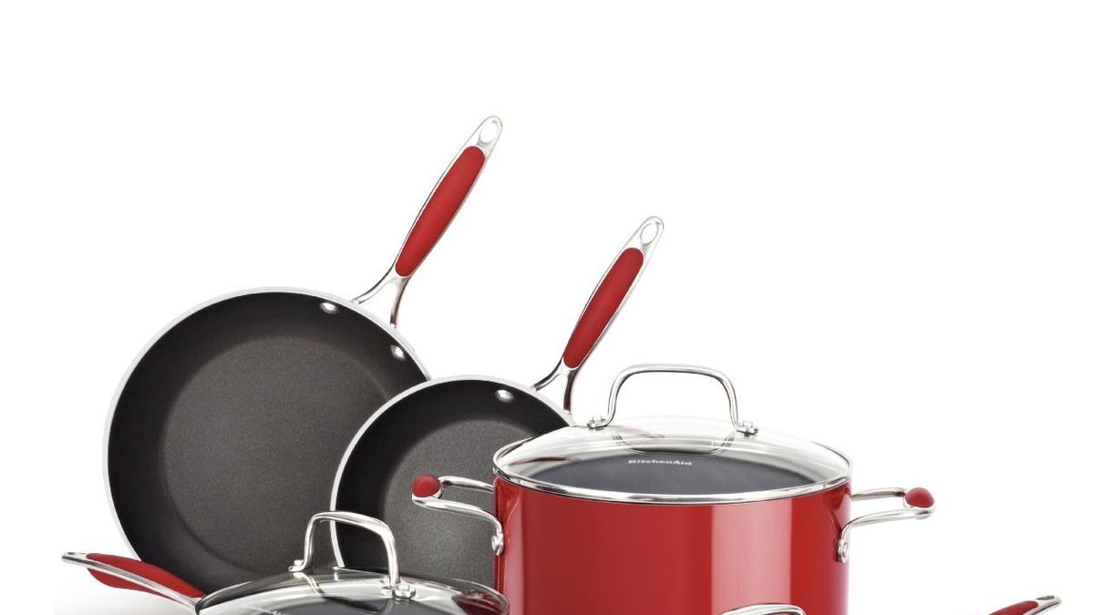 Best Buy: KitchenAid 5-Piece Aluminum Nonstick Cookware Set Empire Red  KCAS05BER