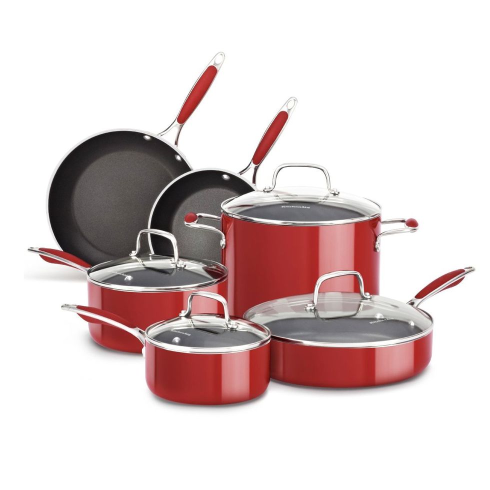 Choice 2-Piece Aluminum Non-Stick Fry Pan Set with Red Silicone