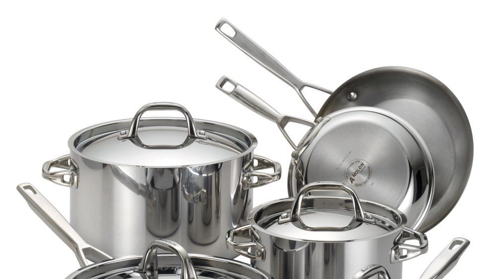 Anolon Tri-ply Clad Cookware 14-in Stainless Steel Cookware Set