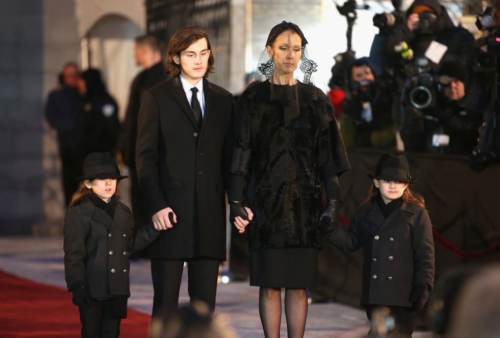 Celine Dion and her children at René Angélil's funeral.