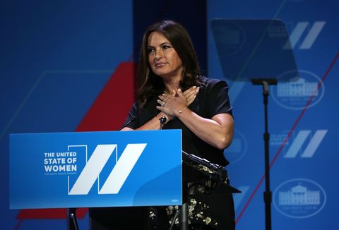 Actress Mariska Hargitay speaks during the White House Summit on the United State Of Women June 14, 2016 in Washington, DC. The White House hosts the first ever summit to push for gender equality.