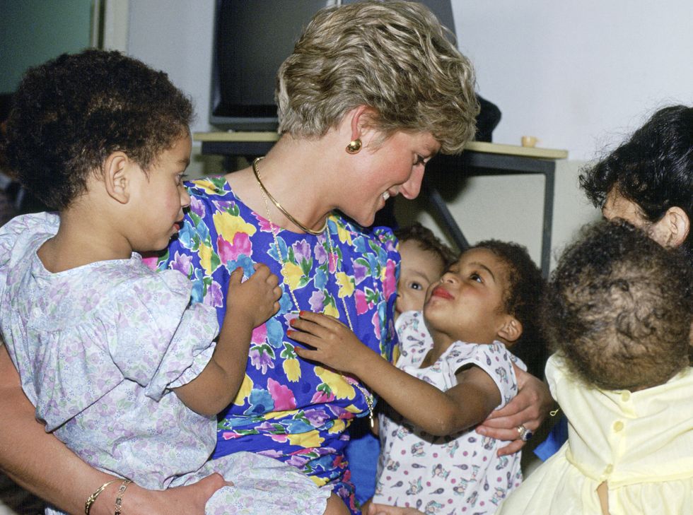 The Princess Of Wales Visiting A Hostel For Abandoned Children In Sao Paulo, Brazil Many Of Them Hiv Positive Or Suffering From Aids April 24, 1991