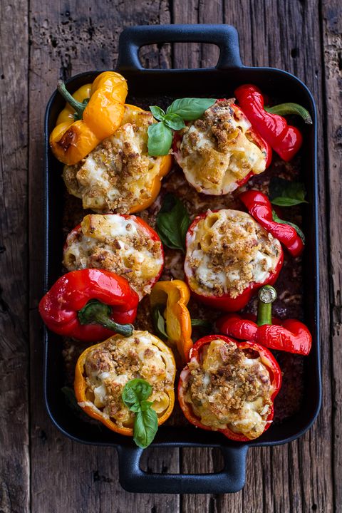 Mini Italian Meatball Mac and Cheese Stuffed Peppers