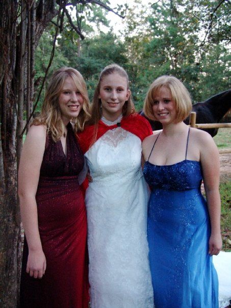 Ann (left), Sarah, and  Allyson Grosmaire at Sarah's Halloween-themed costume wedding on October 31, 2006