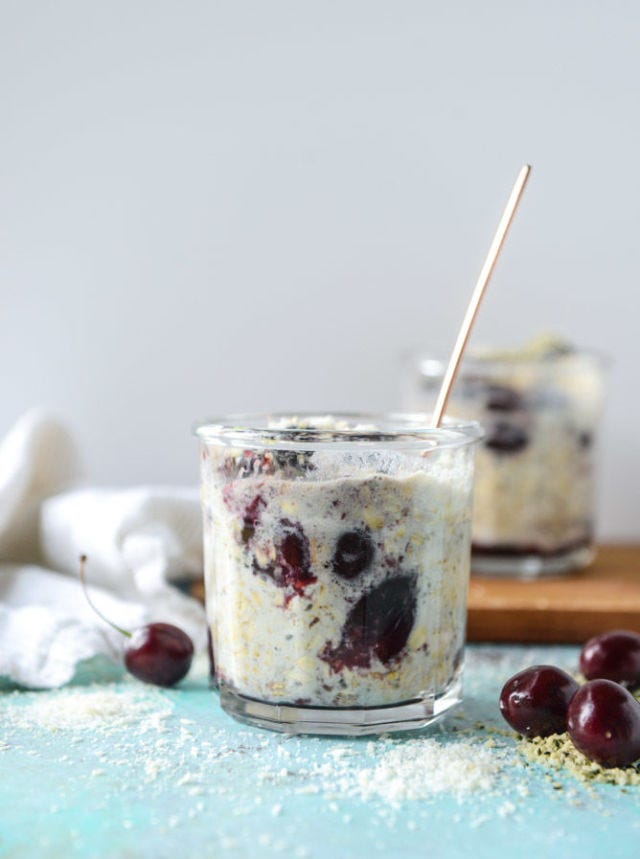 Butter-Roasted Cherry Swirl Overnight Oats