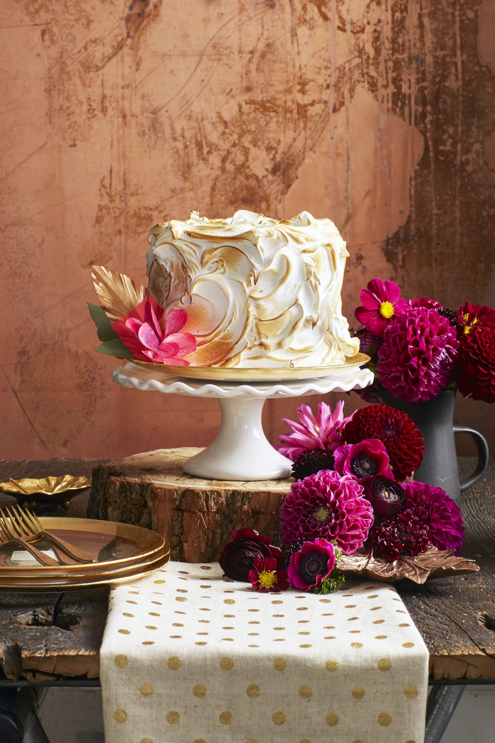 pumpkin spice cake on a cake stand