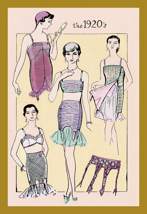 <p>With the '20s, the desired figure took a turn from buxom to boyish. Women started to wear loose, shapeless silhouettes—and big boobs and butts just got in the way. </p>