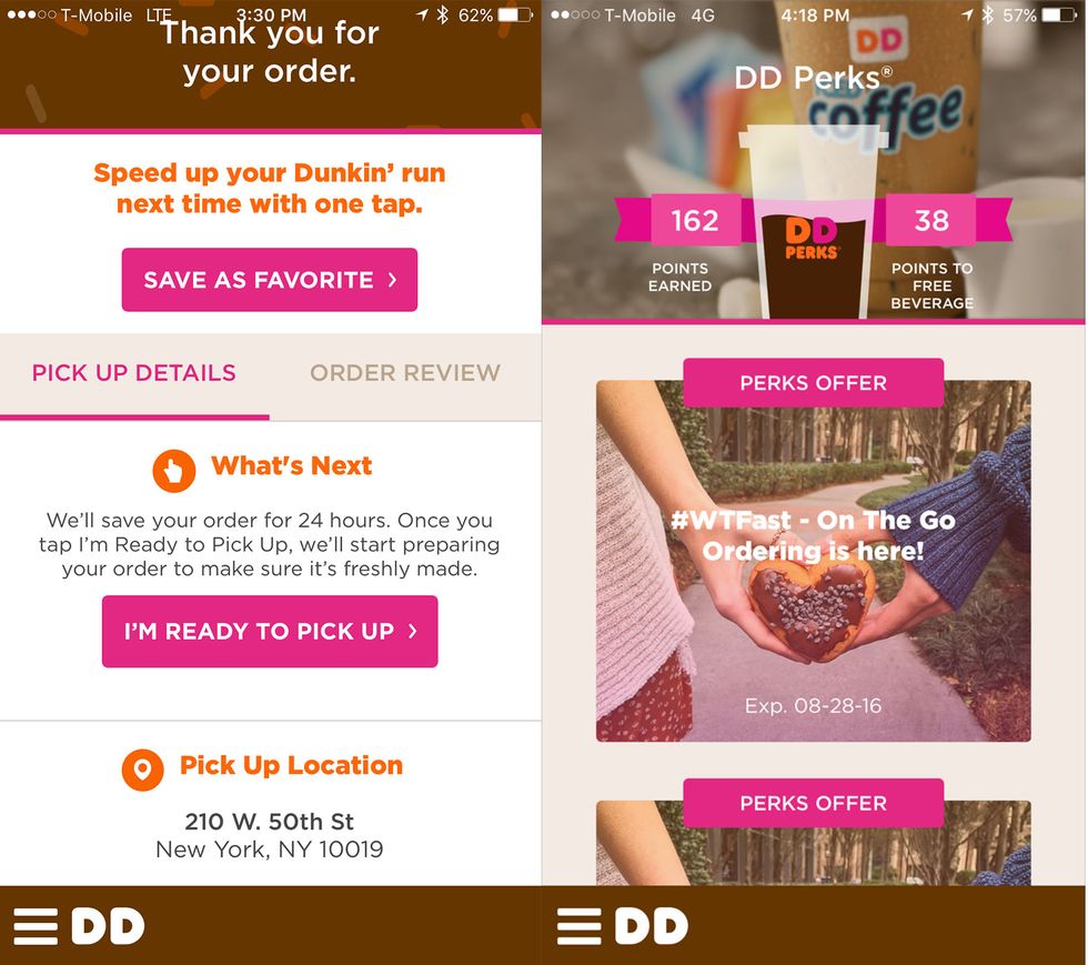 Dunkin Donuts App Screenshots