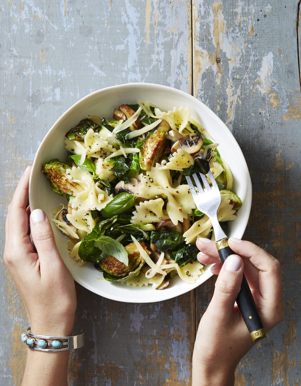 brussels sprout and basil bowties
