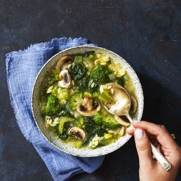 Supergreen Mushroom and Orzo Soup- Vegan Recipes
