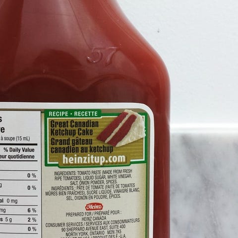 Heinz ketchup ingredients label
