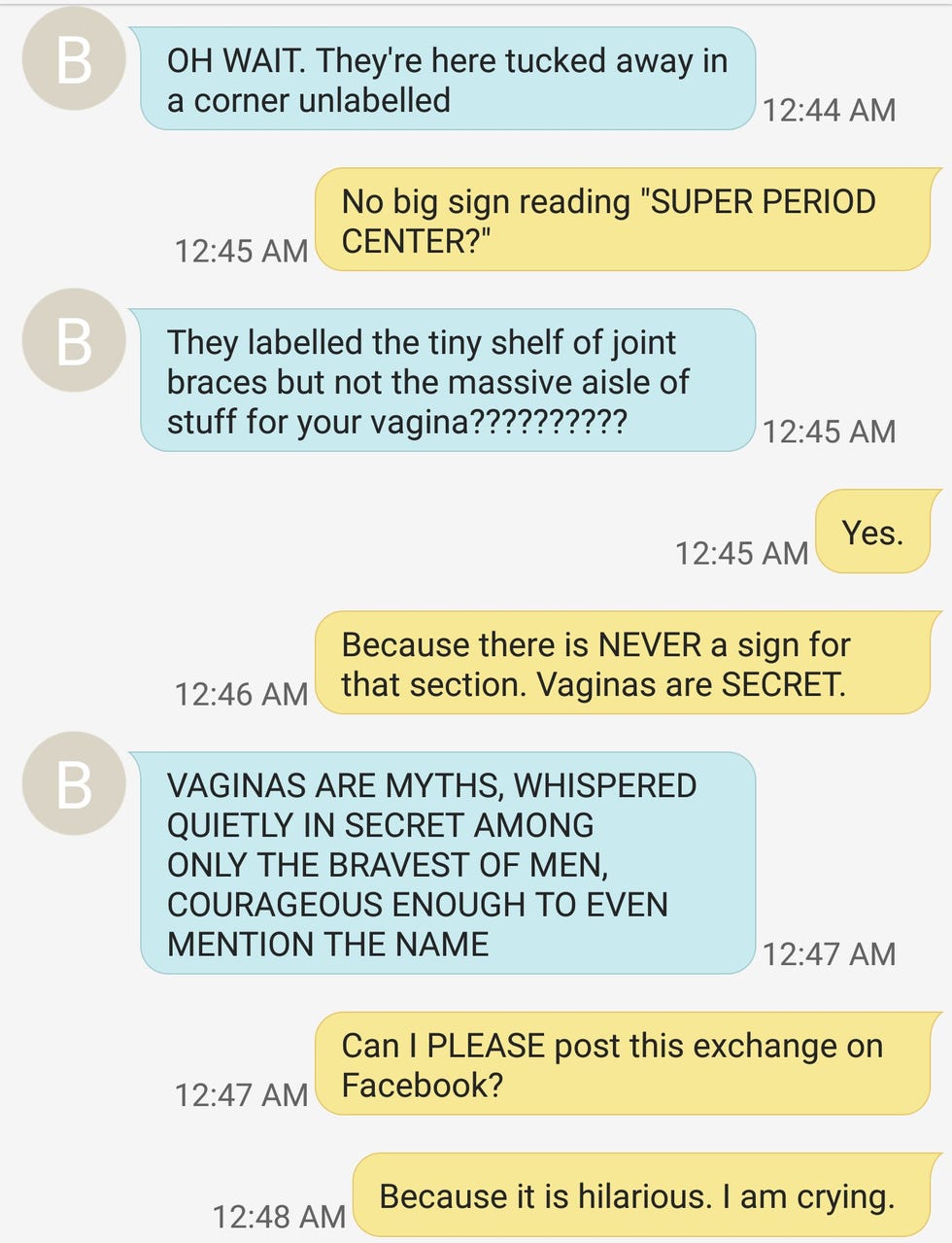 This Text Exchange About Tampons Between a Mom and Daughter Is Hilarious This Text Exchange About Tampons Between a Mom and Daughter Is Hilarious