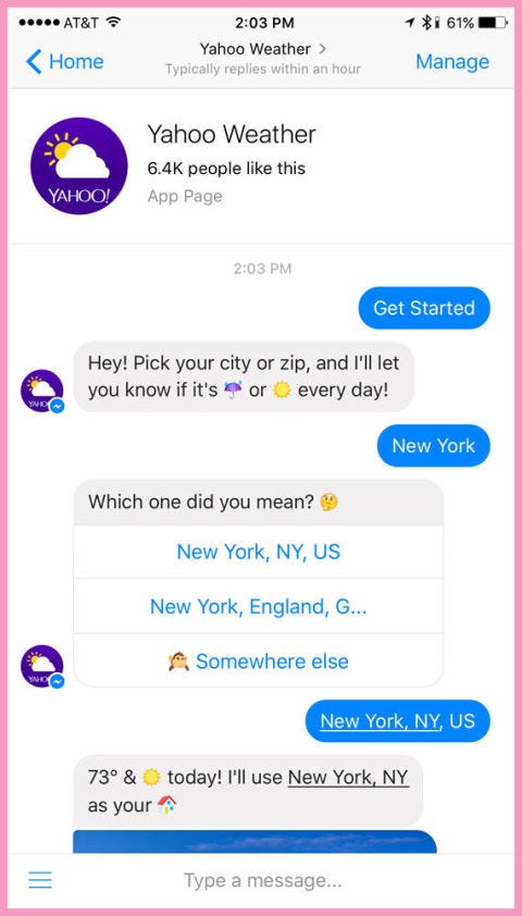 Yahoo Weather Bot
