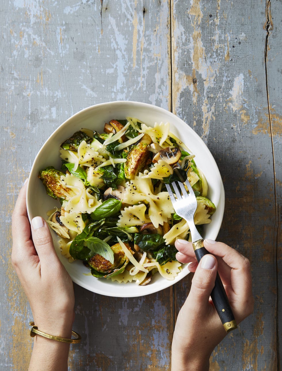 brussels sprout  basil bowties