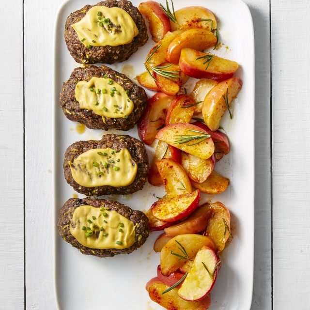 Mustard-Crusted Mini Meatloaves with Roasted Apples